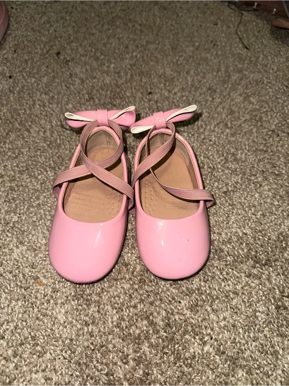 Girls Pink Bow Strap Ballet Flats